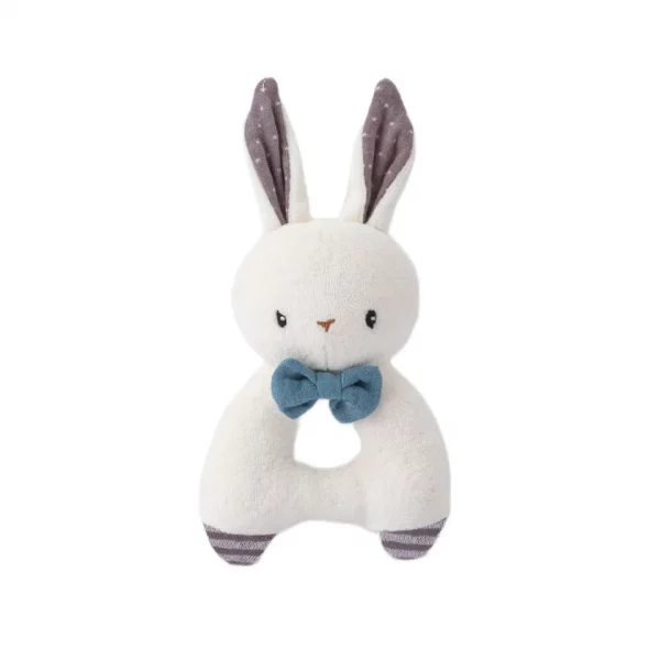 Rabbit rattle - Blue - Organic cotton