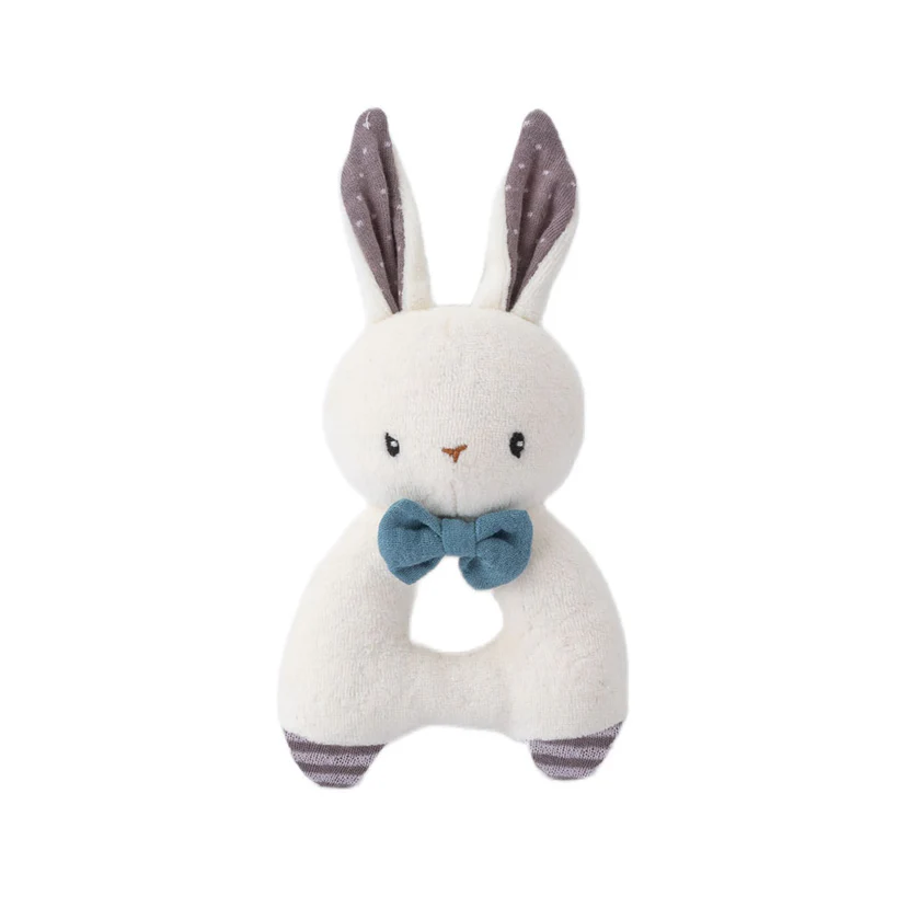 Rabbit rattle - Blue - Organic cotton