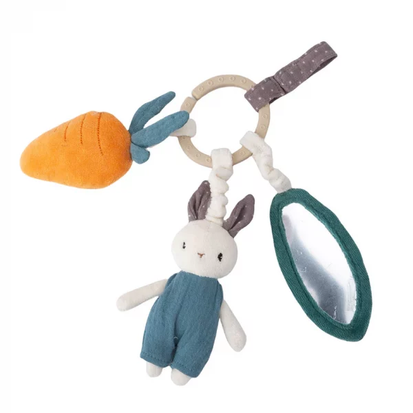Baby activity ring rabbit blue - organic cotton