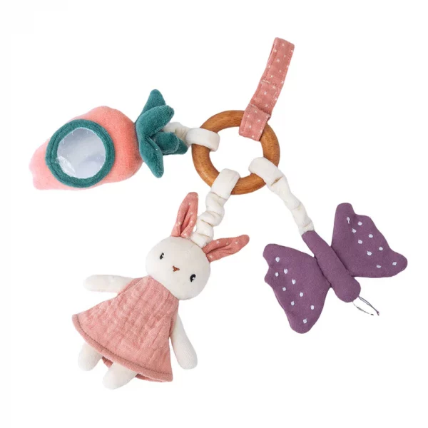 Baby activity ring rabbit pink - organic cotton
