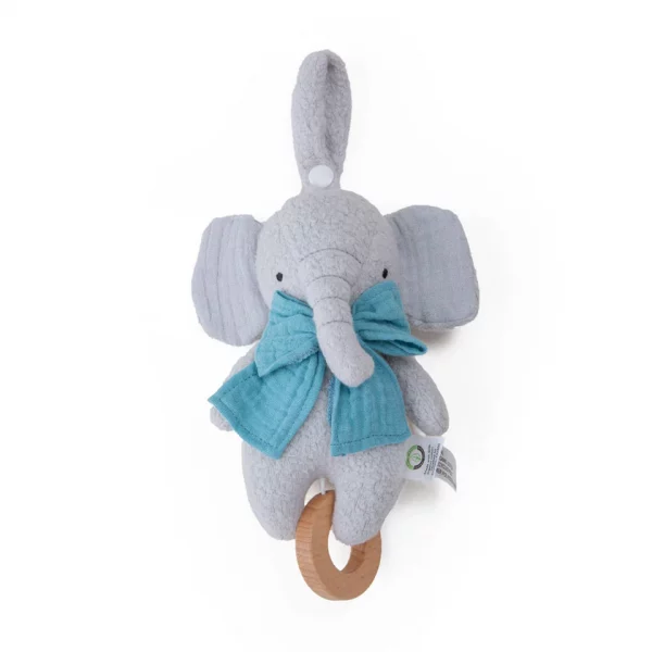 Elephant musical toy - organic cotton